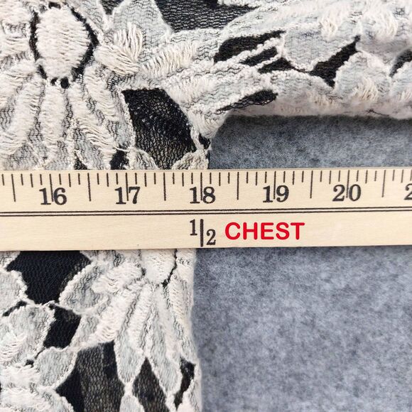 Blu Pepper Tunic Dress Sz M Lace Floral Sheer Bell Sleeve Boho Attached Slip - Picture 4 of 9